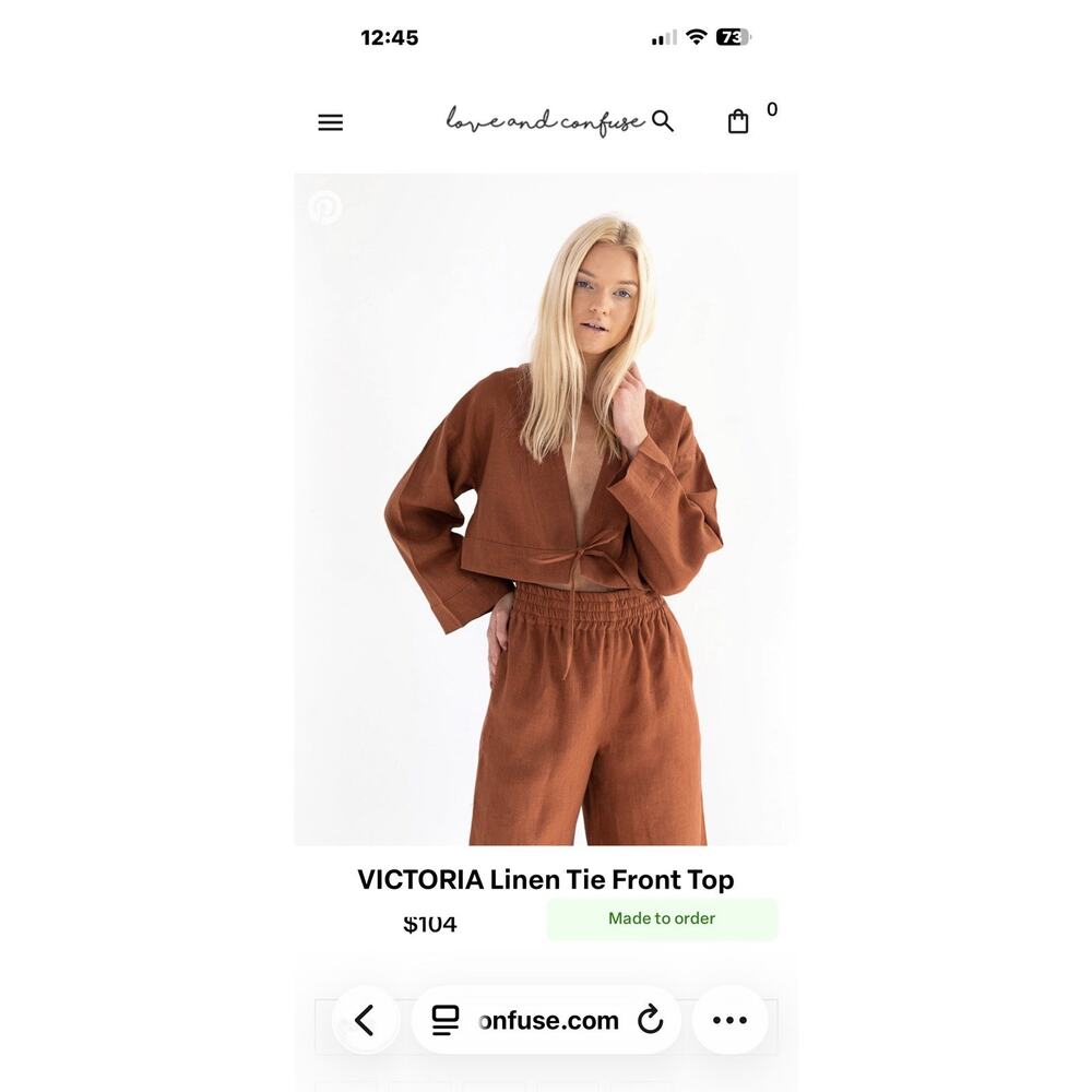 LOVE AND CONFUSE LINEN Long Sleeve Victoria TOP - Burnt Orange - Medium